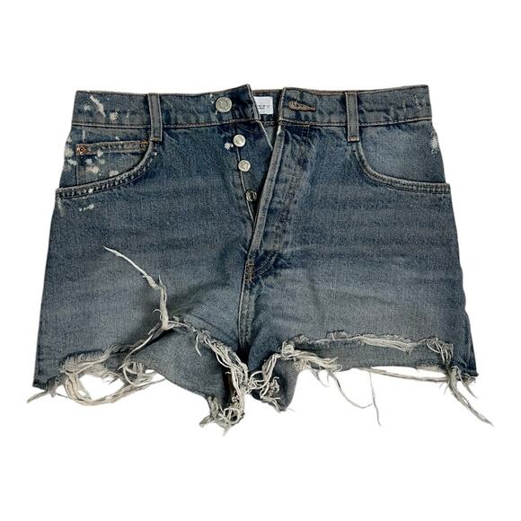 Zara Distressed Cut off Jean Shorts Womens 6 Boyfriend Grunge Bleached - Picture 1 of 5